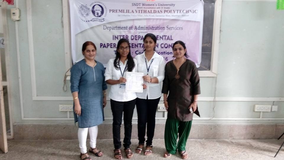 First prize in inter-departmental paper presentation